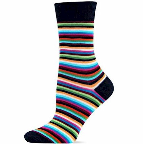 Hot Sox Women's Thin Multi Stripe Mid-Calf Trouser Socks