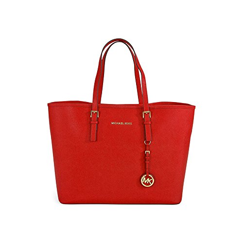 Michael Kors Saffiano Leather Medium Travel Tote - Chili