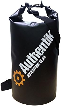 Premium Waterproof Heavy Duty Dry Bag 500D PVC by AuthentiK for Boating, Kayaking, Fishing, Rafting, Swimming, Camping, Canoeing and Snowboarding (Black, 20L)