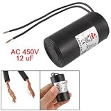 CBB60 AC 450V 12uF Capacitance Wired Motor Starting Capacitor Black