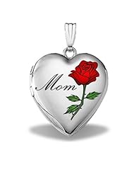 Sterling Silver Mothers Day "Mom" Heart Locket 3/4 inch x 3/4 inch