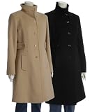 Larry Levine Womens Camel Hair Funnel Neck Coat