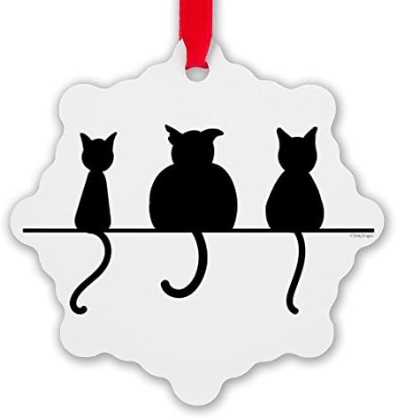 Snowflake Ornament Three Black Cats on a Wall