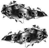 Ripped Torn Metal Tear REFLECTIVE Decals Gray Skulls
