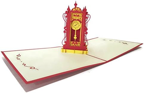 Floor Clock Handmade Decoupage Paper Art 3D Pop-up Folding Postcard Valentines Gift Anniversary Gift New Year Gift Birthday Gift Greeting Card