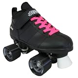 Chicago Bullet B100 Black Boots with Pink Laces Mens Boys Ladies Womens Girls Kids Childrens Youth Quad Speed Roller Skate...