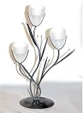 Triple Tulip Metal and Glass Candle Holder