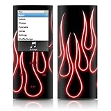 Red Neon Flames Design Protective Decal Skin Sticker for Apple iPod nano 4G (4th Generation) Player