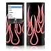 Red Neon Flames Design Protective Decal Skin Sticker for Apple iPod nano 4G (4th Generation) Player