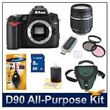 Nikon D90 12.3MP Digital SLR Camera Plus Tamron 18-250mm Lens and Deluxe Filter kit, Deluxe SLR Holster Case, Lens Cleaning Kit, Dust Removal Tool, 8GB SD Memory Card, and USB 2.0 Card Reader. Exclusive All purpose Bundle