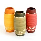Handmade Decorative Gently Curved Ceramic Flower Vases With Delicate Floral Trim - Set of 3