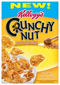 Kellogg's Crunchy Nut Golden Honey Nut Cereal 14.1 oz (Pack of 12)