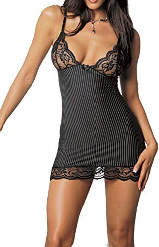 Awisi Women's Lace Babydoll Lingerie Sets Sleepwear Dress With G-string