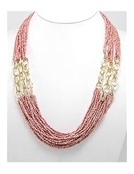 Orange Seed Beads Necklace In Zinc