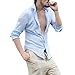 Zbrandy Men's Cotton Linen Blend Shirts Ultra Light Colorful Shirts Colour Blue Size L