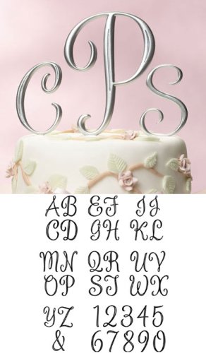 Silver Monogram Wedding Cake Topper Initials - Set of 3