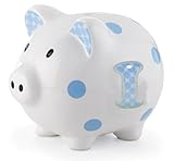 Mud Pie Initial Baby Boy Blue Initial Ceramic Polka Dot Piggy Bank, Letter I