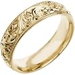 14K Yellow Gold 6mm Hand Engraved Wedding Band Ring