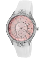 Womens White Silicone Pink Dial White Crystal White Bezel
