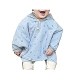 beauty factory リバーシブル タイプ フード 付き パーカー ベビー ポンチョ 子供 用 選べる 3色 (S(80~90), ライトブルー)