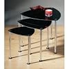 Nest of 3 Tables Trianglular Black Glass Tops with Chrome legs
