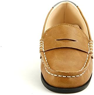 Boy's Loafer Casual Moccasin Shoes Pu Comfortable Slip on Brown Youth Size 1