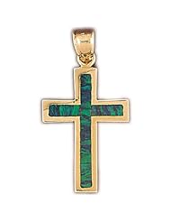 CleverEves 14K White Gold Created Opal Pendant 4.9 - Gram(s)