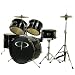 GP55 Child Size Junior Drum Set with Seat, Sticks & Cymbals - Black