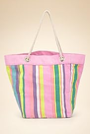 Older Girls Pure Cotton Double Handle Striped Holdall