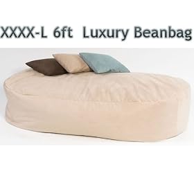 XXXX-L 6 FT Cream Faux Suede Beanbag Bed Bean Bag Sofa Bed Designer Beanbags