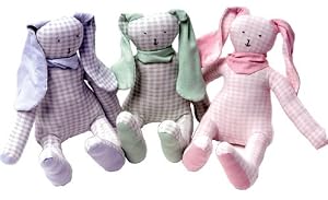 Organic Egyptian Cotton Gingham Rabbit Friend - 15", Pink