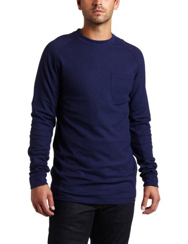 Dickies Mens Long Sleeve Performance Waffle Knit Crew Neck Tee, Deep Blue, X-Large