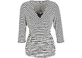 Petite Bay Studio Career Black & White Striped ITY Top