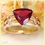 14K 4.00 CT Trillion Cut Garnet & Diamond Ring