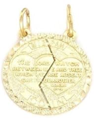 14K Gold Mizpah Charm Jewish Friendship Jewelry 18mm