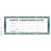 Adams Gift Certificate Book, Carbonless, Single Paper, 3.4 x 8 Inches, White, 2-Part, 25 Numbered Certificates (GFTC2)
