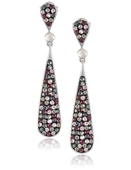 Sterling Silver Long Tear Drop Multi-Colored Swarovski Crystal Earrings