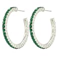 Green Studded Hoop Dangle Earrings