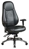 Black Leather Multi-function High Back Chair with Seat Slider and Ratchet Back By Office Star