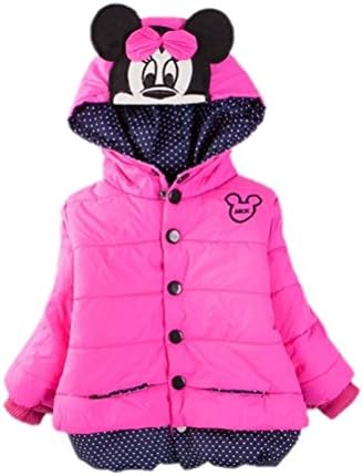 Free2mys Little Girls Lovely Cartoon Minnie Polka Dots Down Coat Winter Jacket (100cm/2T, Hot Pink)