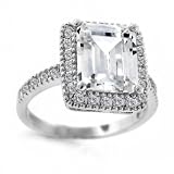 Bling Jewelry Sterling Silver Asscher Emerald Cut 3 Carat Engagement Ring - 8