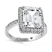 Bling Jewelry Sterling Silver Asscher Emerald Cut 3 Carat Engagement Ring