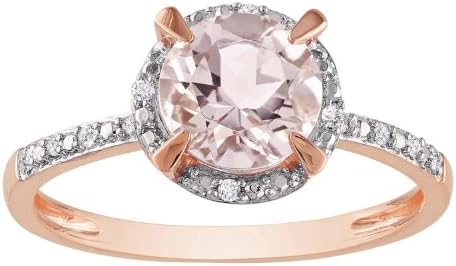 Morganite and Diamond Ring in 10K Rose Gold (Size 7.0)