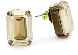 Sorrelli Maple Syrup Emerald Cut Crystal Goldtone Stud Earrings