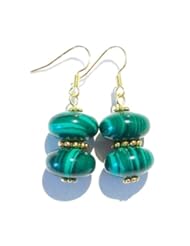 Malachite & Antique Gold Rondelle Earrings