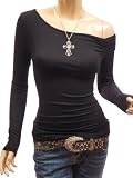 Patty Women Fitted One shoulder Ruched Arm Long Sleeve Blouse Top