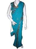 Indian Ethnic Childrens Girls Bollywood Fashion Dodger Blue Party Wear Saree