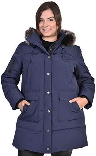 Arctic Expedition Women's Lightweight Down Parka Winter Coat with Plus Sizes Ink 2X