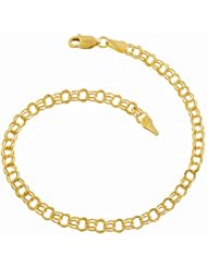 14 Karat Yellow Gold 4.3-mm Classic Solid Charm Bracelet (8 Inch)