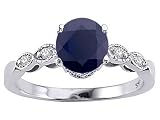 1.31 cts Genuine Black Sapphire Solitaire Engagement Ring - 14kt White or Yellow Gold